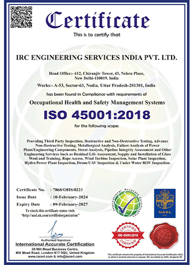 IRC Engineering Services accreditation certificate
